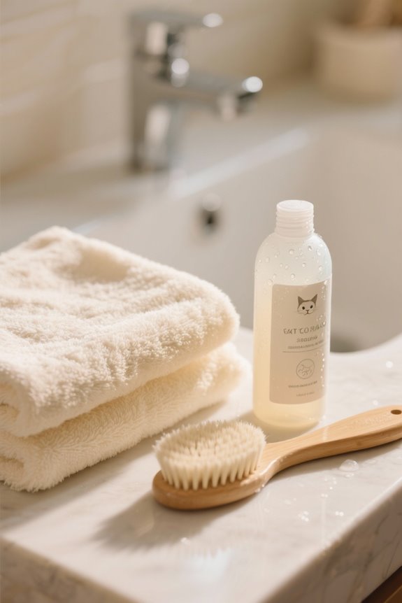 cat bathing preparation steps